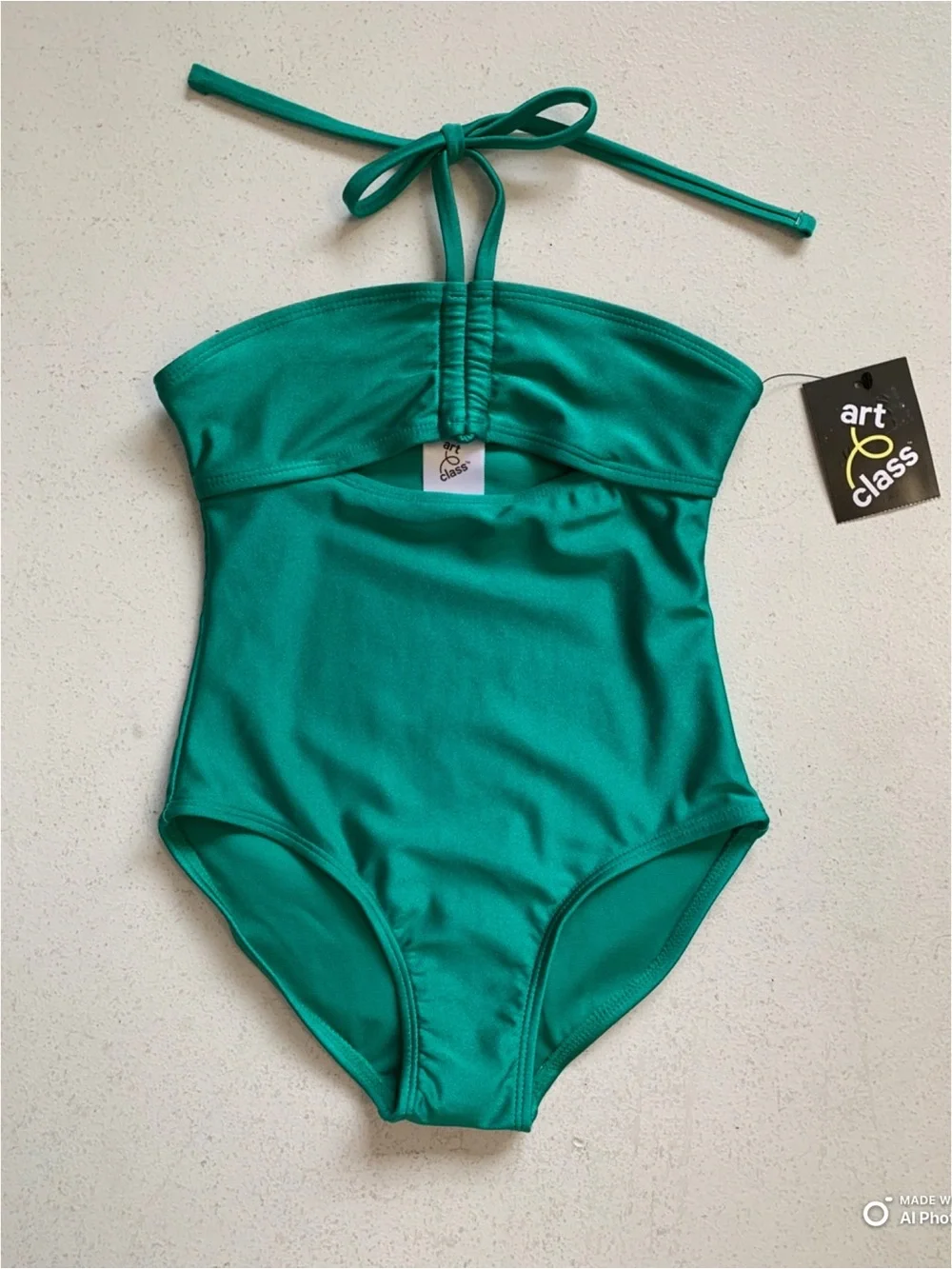 Art Class Girls Green Cutout One Piece Swimsuit Size Small (6/7) NWT Beach Swim